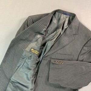 Daniel Cremieux Suit Jacket Mens 40S Gray Pinstripe 3 Button Loro Piana USA